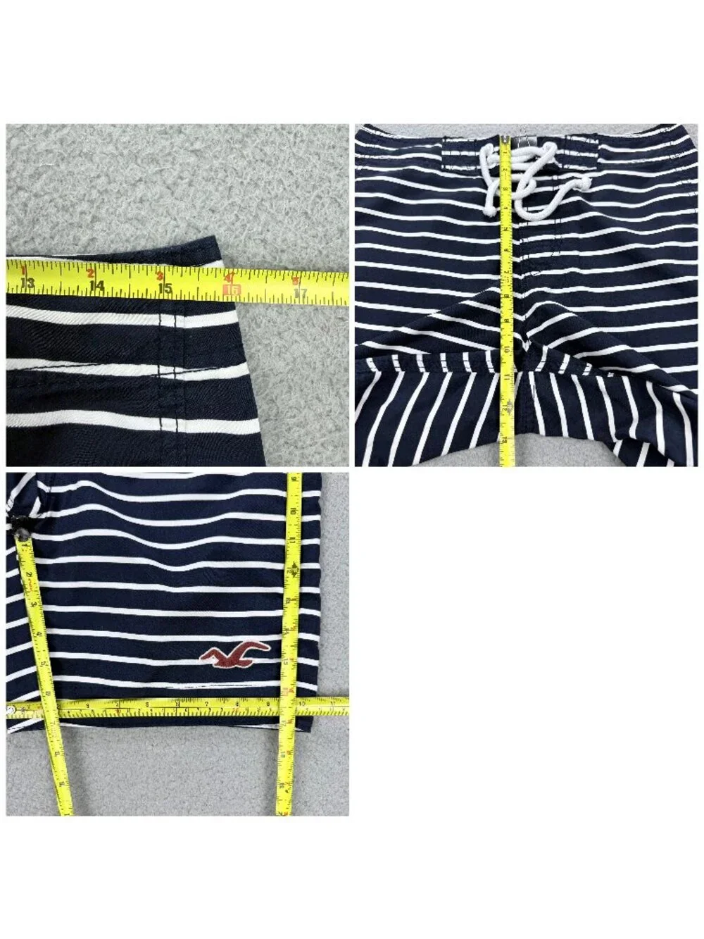Hollister Board Shorts Mens Small S Navy Blue White Striped Surfing Swim Trunks